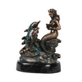 Little Mermaid with Dolphin - Copper 5" W x 6" H
